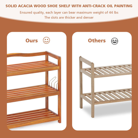 Costway 65738214 5 Tier Acacia Wood Shoe Rack with...