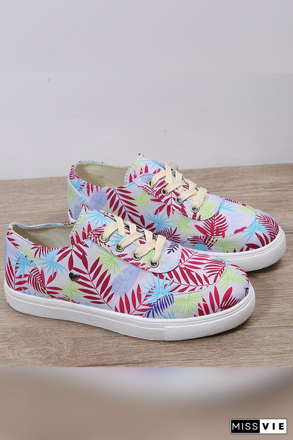 PU Floral Print Sneakers