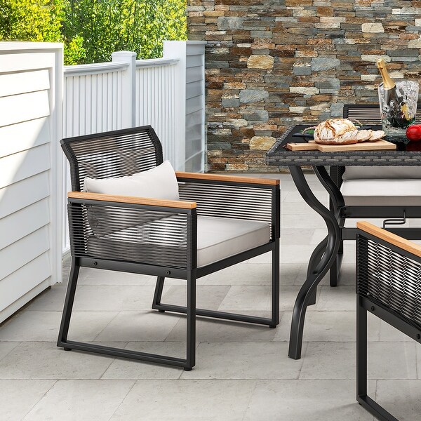 5Piece Patio Furniture Dining Set AllWeather Rattan Conversation Set