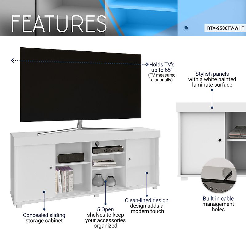 Techni Mobili White Storage TV Stand