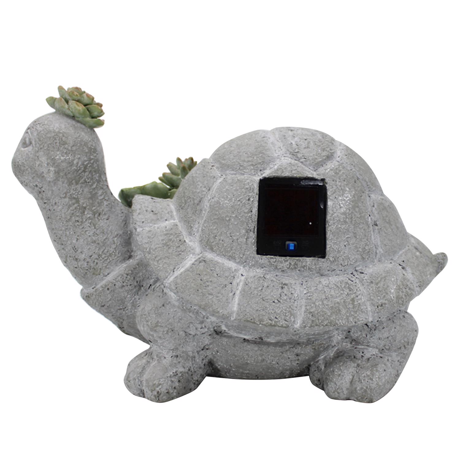 Infinity Resin/Stone Gray 7 in. Turtle Garden Statue