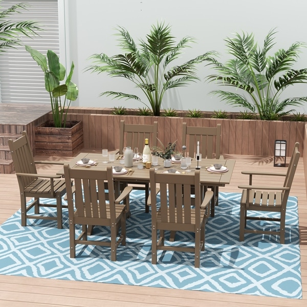 Polytrends Laguna Hdpe All Weather Outdoor Patio Dining Set with Rectangle Table，Arm Chairs (7Piece Set)