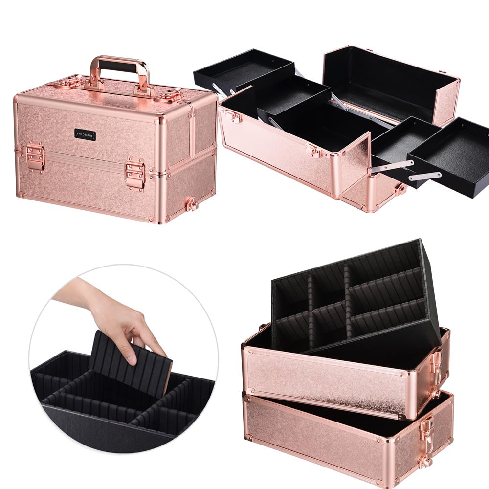 Byootique Rose Rolling Makeup Case with Drawers 4in1