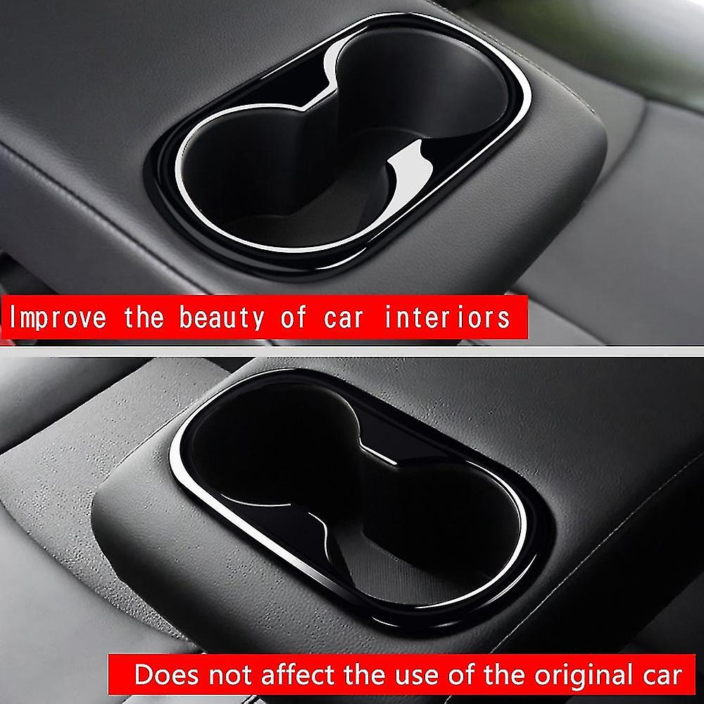 Car Glossy Black Rear Water Cup Holder Decoration Frame Cover Trim Fit For Corolla Cross 2021 2022