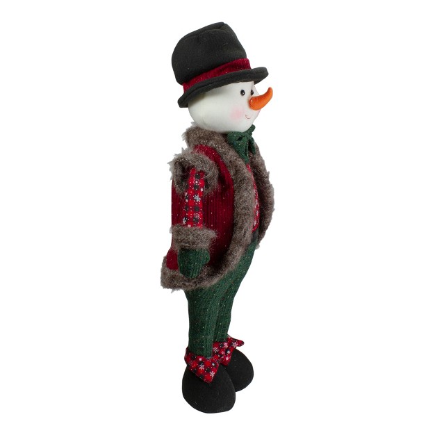 Red And Green Jolly Plush Boy Snowman Christmas Figure