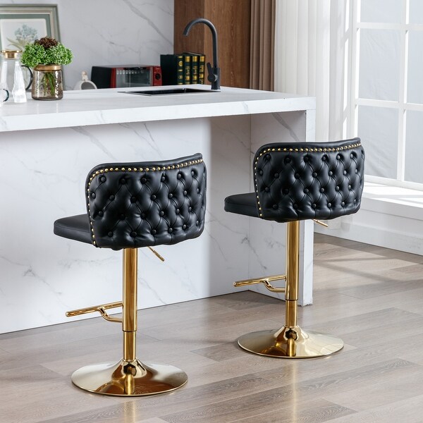 Set of 2 PU Leather Swivel Barstools with Adjusatble Seat Height