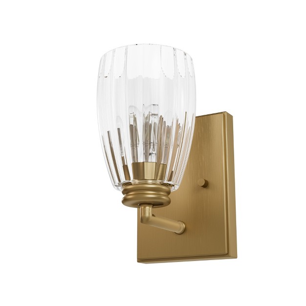 Rossmoor Clear Glass Sconce Wall Light Fixture Luxe Gold Hunter Fan