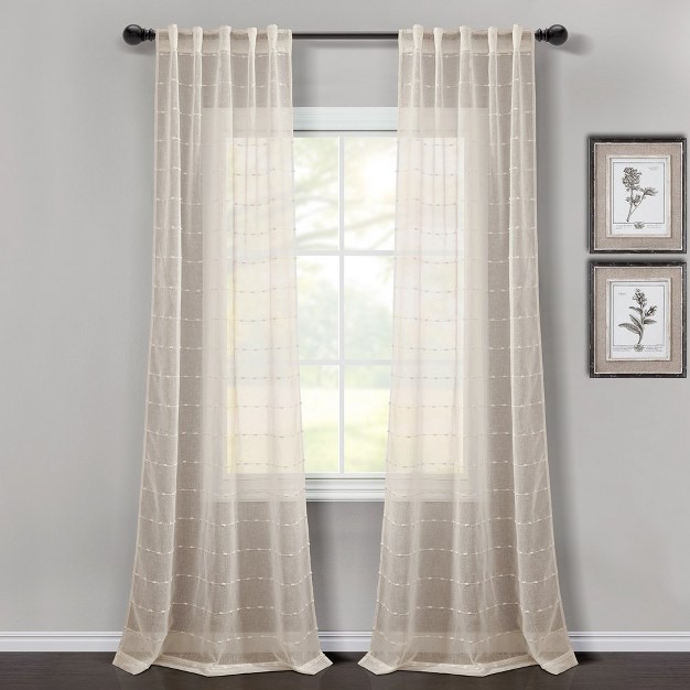 Home Boutique Farmhouse Textured Back Tab rod Pocket Sheer Window Curtain Panels Beige 38x84 Set