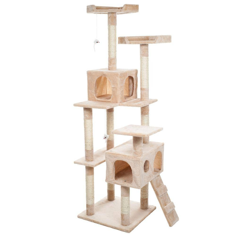 Petmaker 66.25 in. Beige Skyscraper Sleep and Play Cat Tree 80-QQ80038