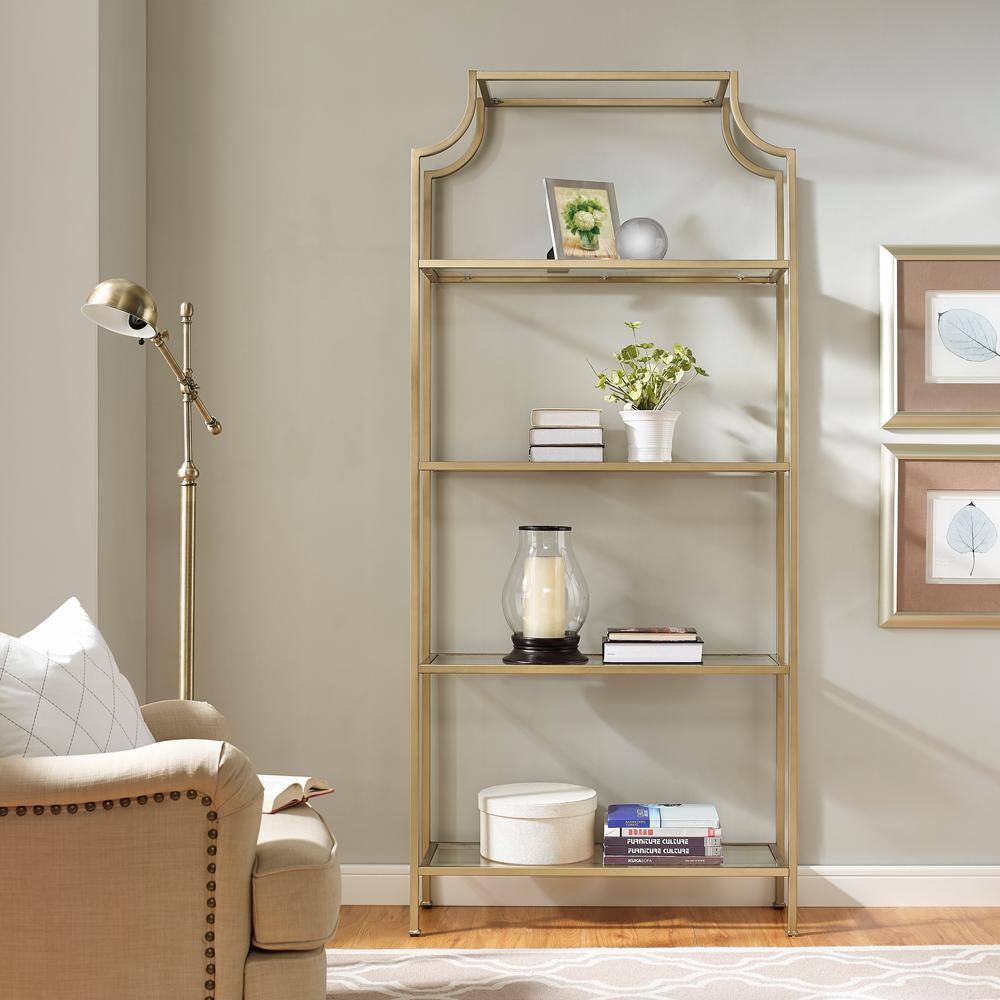 CROSLEY FURNITURE 80 in. GoldClear Metal 4-shelf Etagere Bookcase with Open Back CF6101-GL