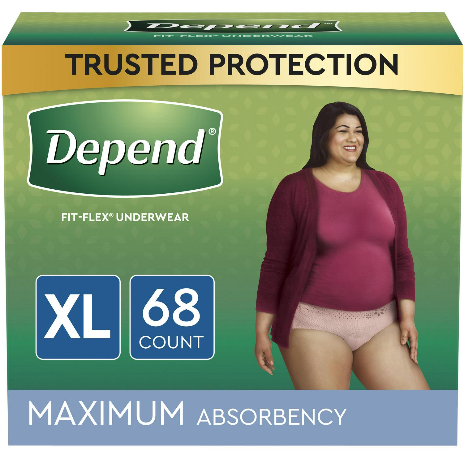 Depend FitFlex Incontinence Underwear for Women Maximum Absorbency XL Blush 68ct  Crowdfused