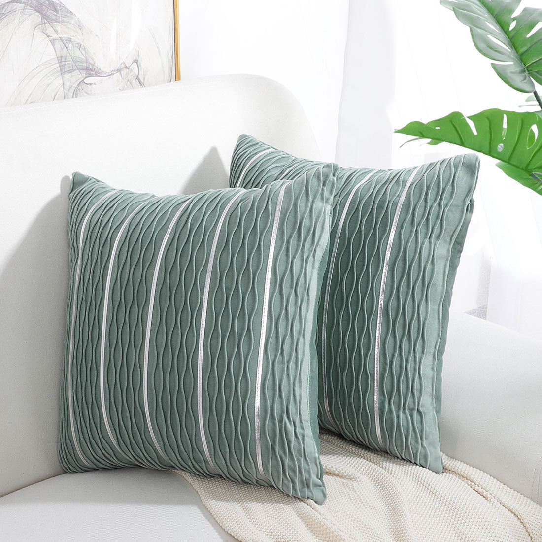 Unique Bargains Couch Classic Striped Square Decorative Throw Pillow Cover, 18