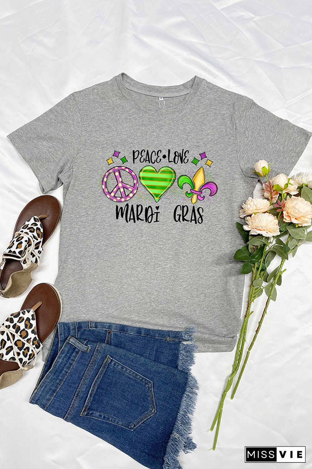 Mardi Gras Short Sleeve Graphic Tee Wholesale