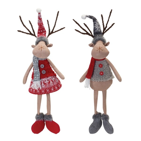 Plush Winter Deer Shelf Sitter (Set of 2)