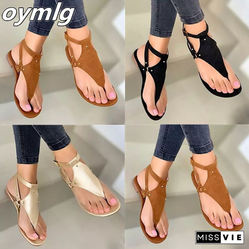 Women Sandals Summer Outdoor Beach Flip-flop Sandals Solid Fashion Gladiator Sandals Women Flats Casual Ladies Shoes