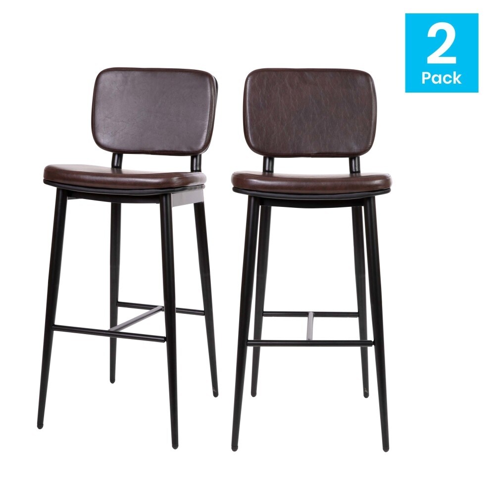 Set of 2 Upholstered Bar Stools with Metal Frames