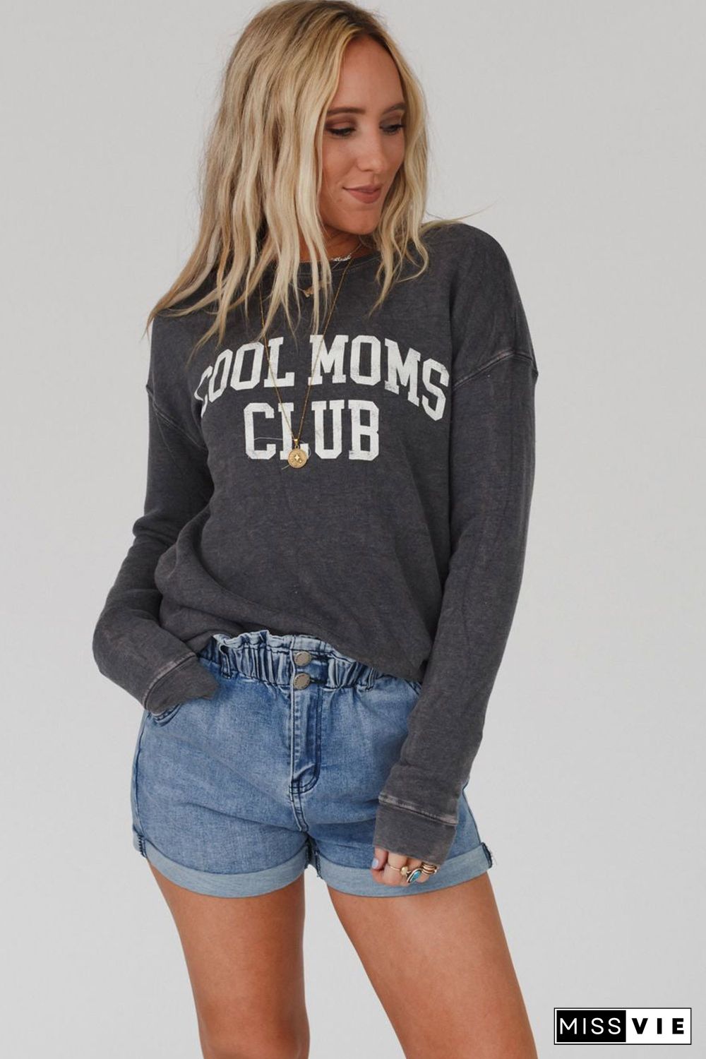 Gray COOL MOMS CLUB Drop Shoulder Sweatshirt