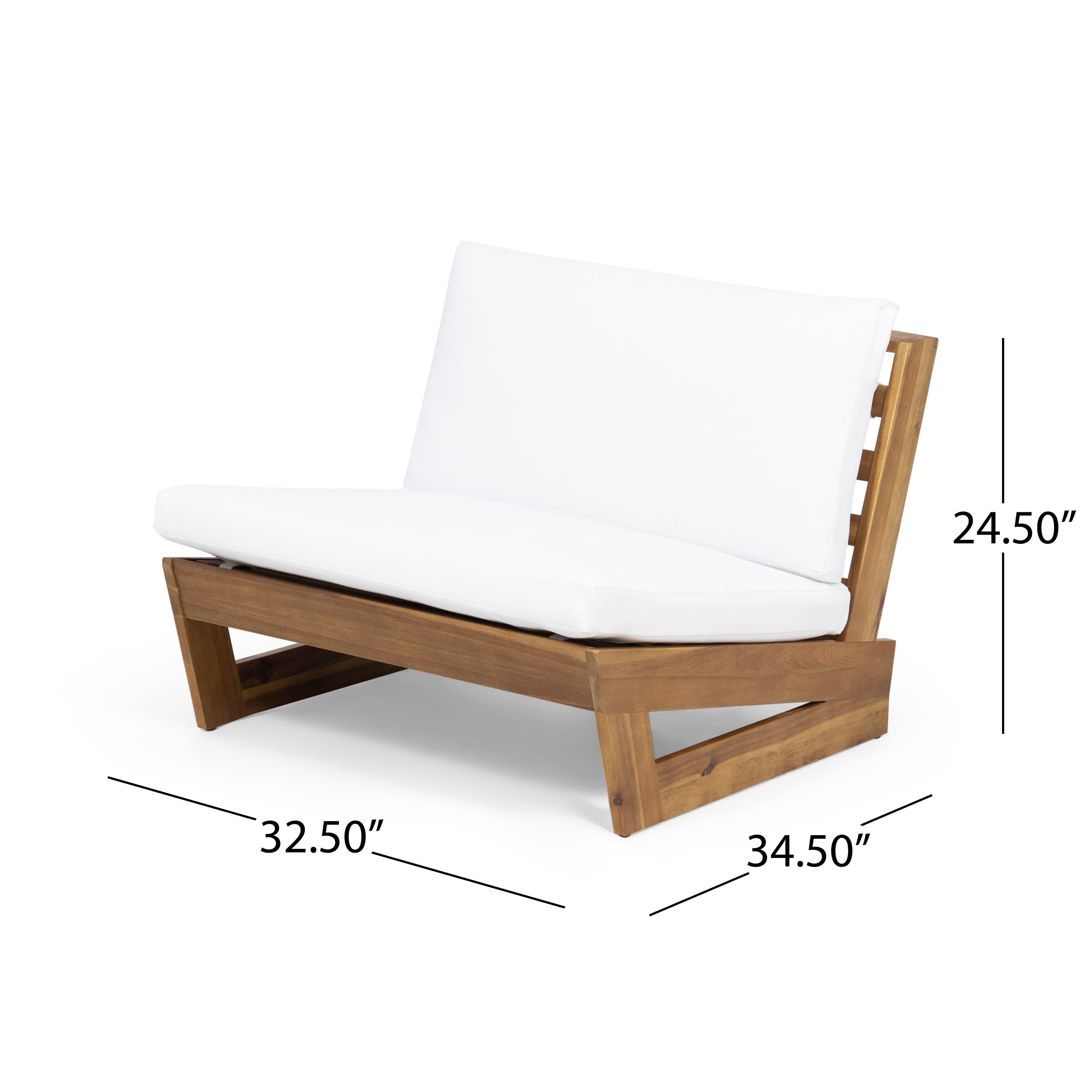 Elloree Outdoor Acacia Wood Club Chair with Cushions