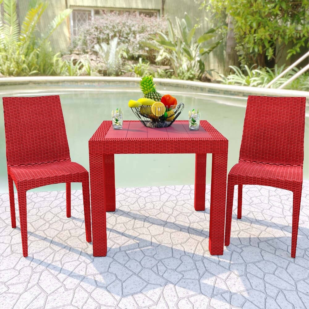 LeisureMod Mace Weave Design Outdoor Patio Dining Chair (Set of 2)