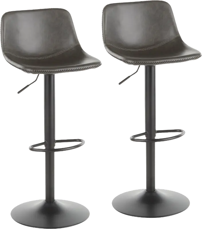 Industrial Gray Metal Adjustable Height Swivel Bar Stool (Set of 2) - Duke