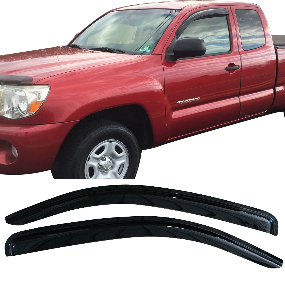 Ikon Motorsports Compatible with 05-15 Toyota Tacoma Access Cab Acrylic Window Visors Vent Windshield Deflector Rain Guard 2Pc Set Outside Mount 2005 2006 2007 2008 2009 2010 2011 2012 2013 2014 2015