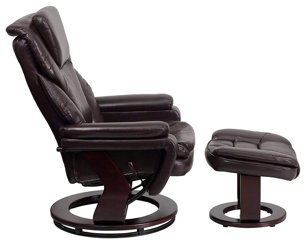 Contemporary Recliner Chair  Faux Leather Upholstered Seat With Ottoman   Contemporary   Recliner Chairs   by Declusia  Houzz