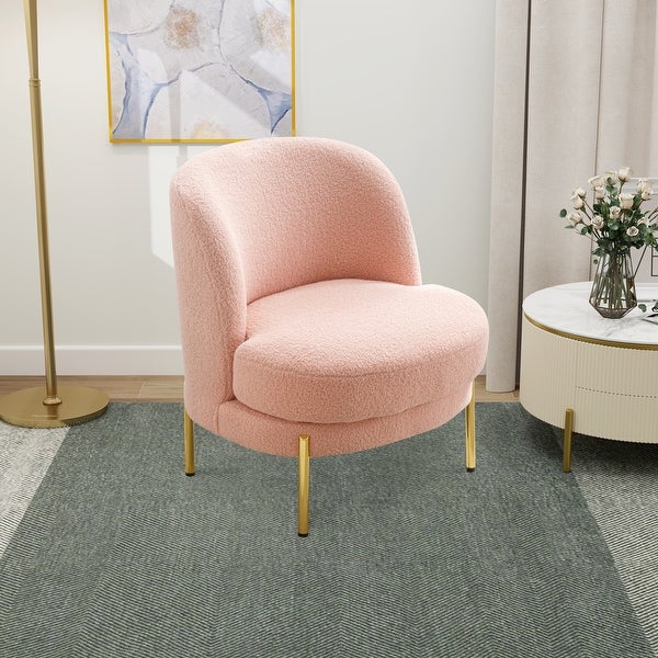 Accent Chair Upholstered Curved Backrest with Golden Adjustable Legs