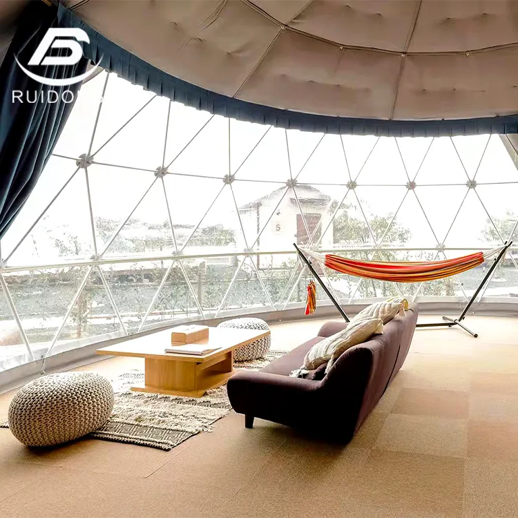 Luxury Geodesic Dome Tent for Glamping and Family Resort with Triangle Ventilation Camping Hotel House