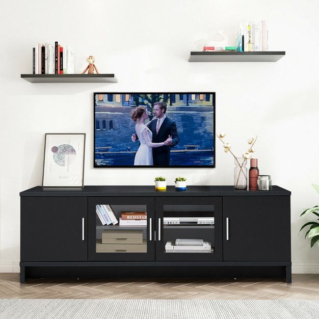 Costway Tv Stand Media Entertainment Center For Tv x27 s Up To 70 x27 x27 W Storage Cabinet