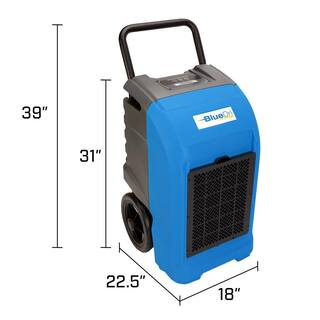 BlueDri 150-Pint Commercial Dehumidifier in Blue for Water Damage Restoration Mold Remediation BD-BD-76-BL