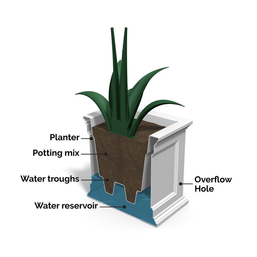 Mayne Fairfield 20 in. Square Self-Watering Black Polyethylene Planter 5825B