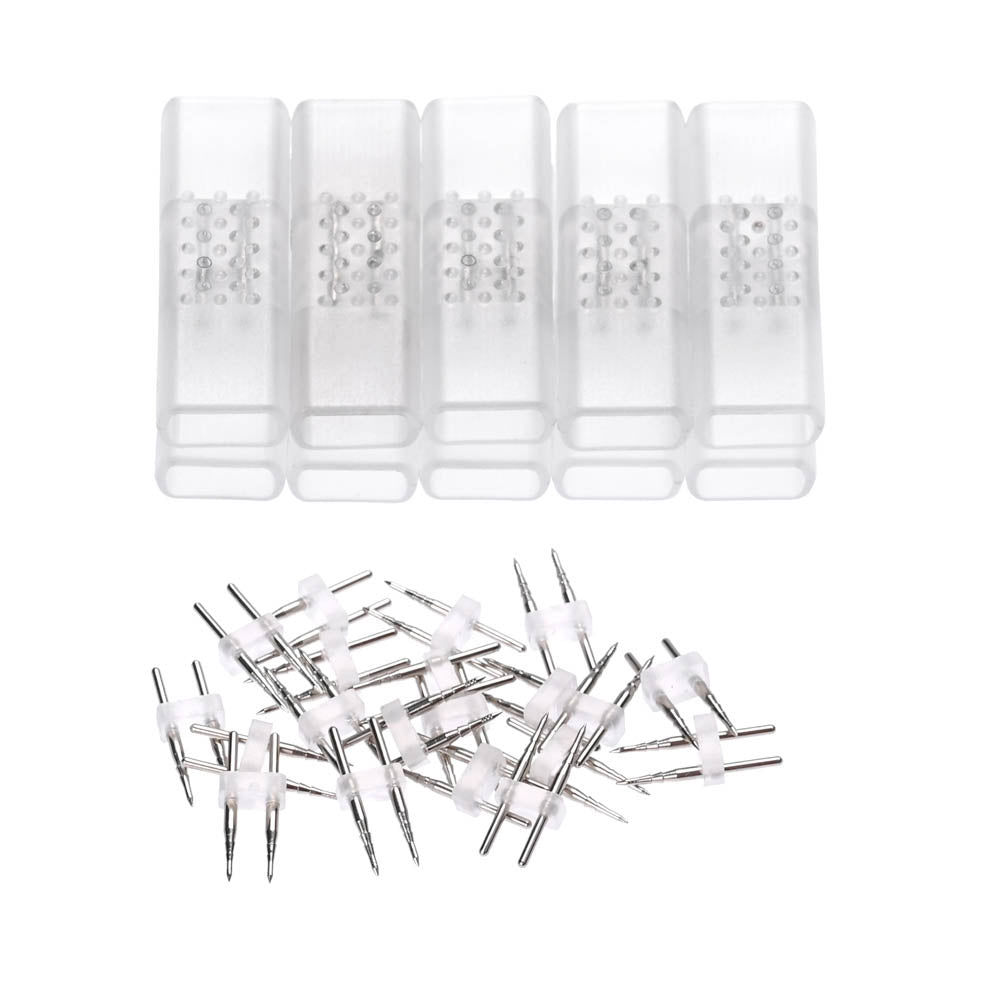 DELight LED Neon Splice Kit 2-Wire Connectors & Pins 10-Set 16x8mm