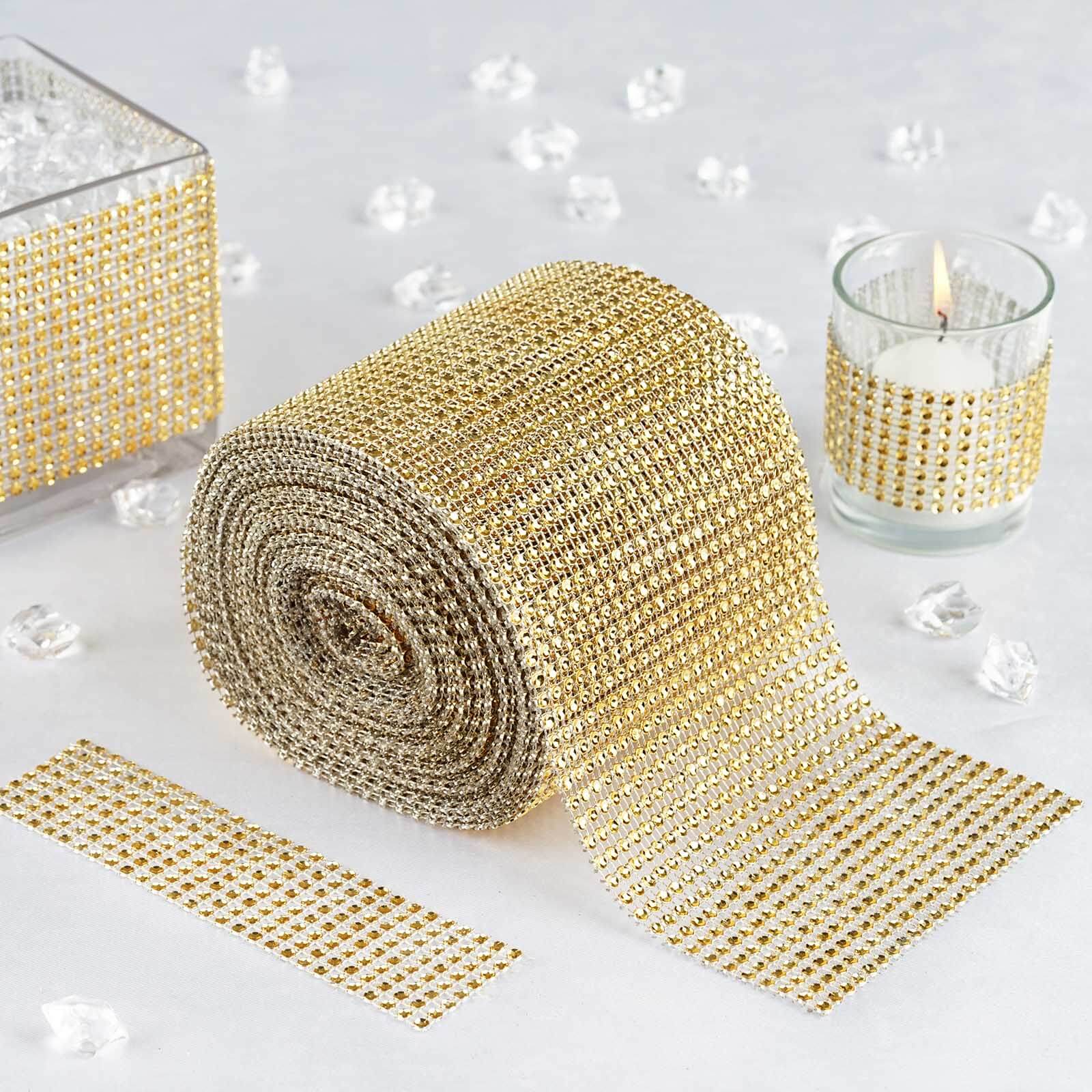 Shiny Gold Diamond Rhinestone Ribbon Wrap Roll, DIY Craft Decor 5