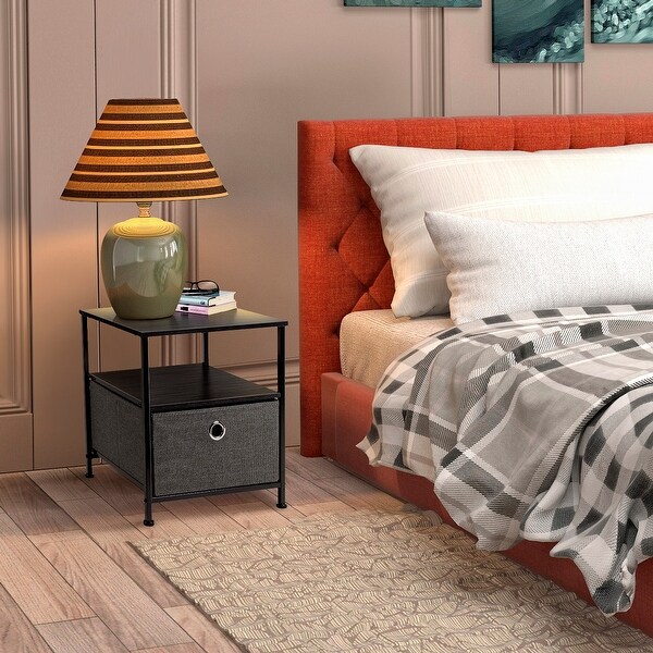 Nightstand 1-Drawer Shelf Storage Bedroom Furniture and End Table Chest - - 26062243