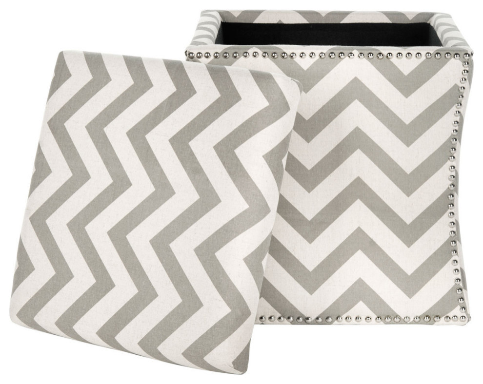 Lori Ottoman Nail Heads Gray/Zig Zag   Contemporary   Footstools And Ottomans   by V.S.D Furniture  Houzz