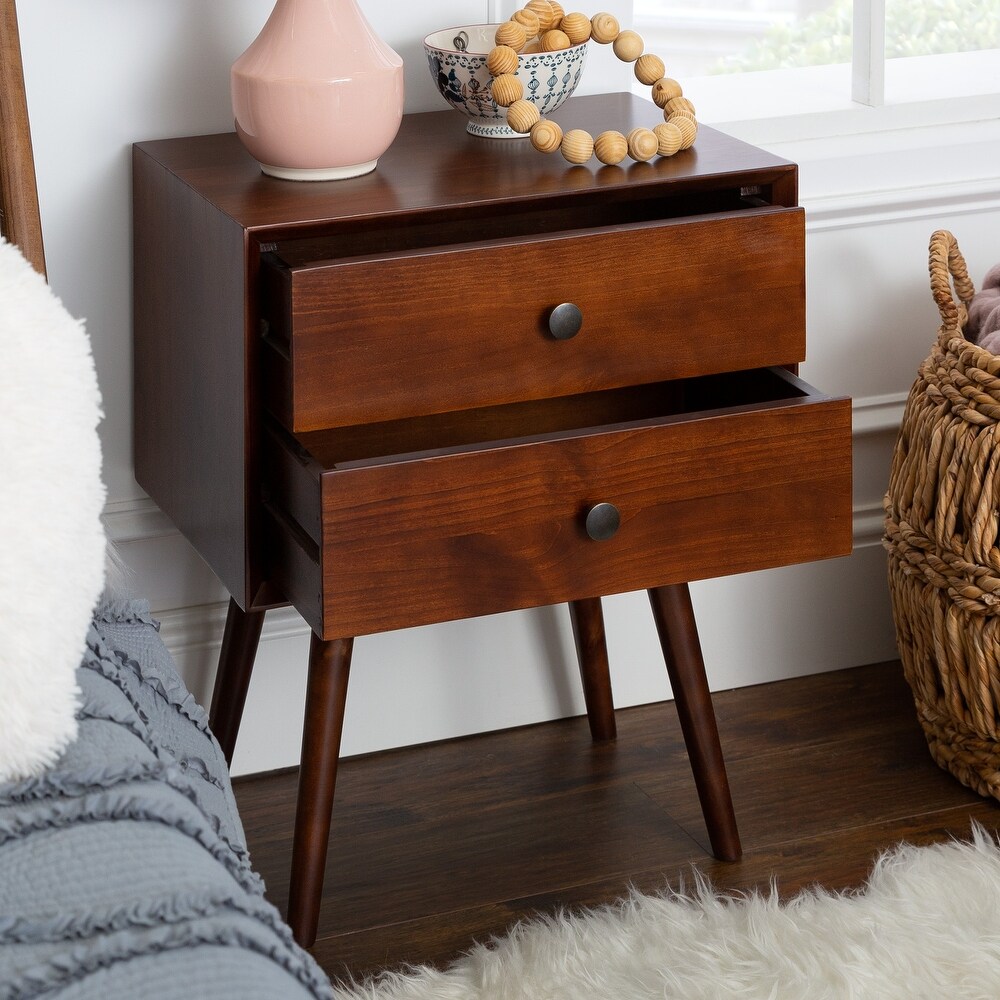 Middlebrook Mid century Modern Solid Wood 2 drawer Nightstand