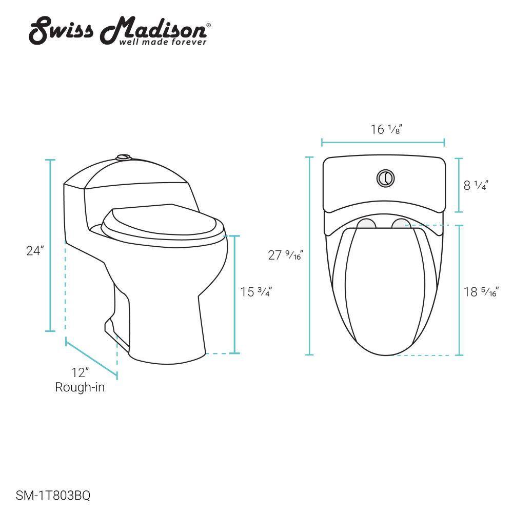 Swiss Madison Chateau 1-Piece 0.8 GPF1.28 GPF Dual Flush Elongated Toilet in Bisque Seat Included SM-1T803BQ