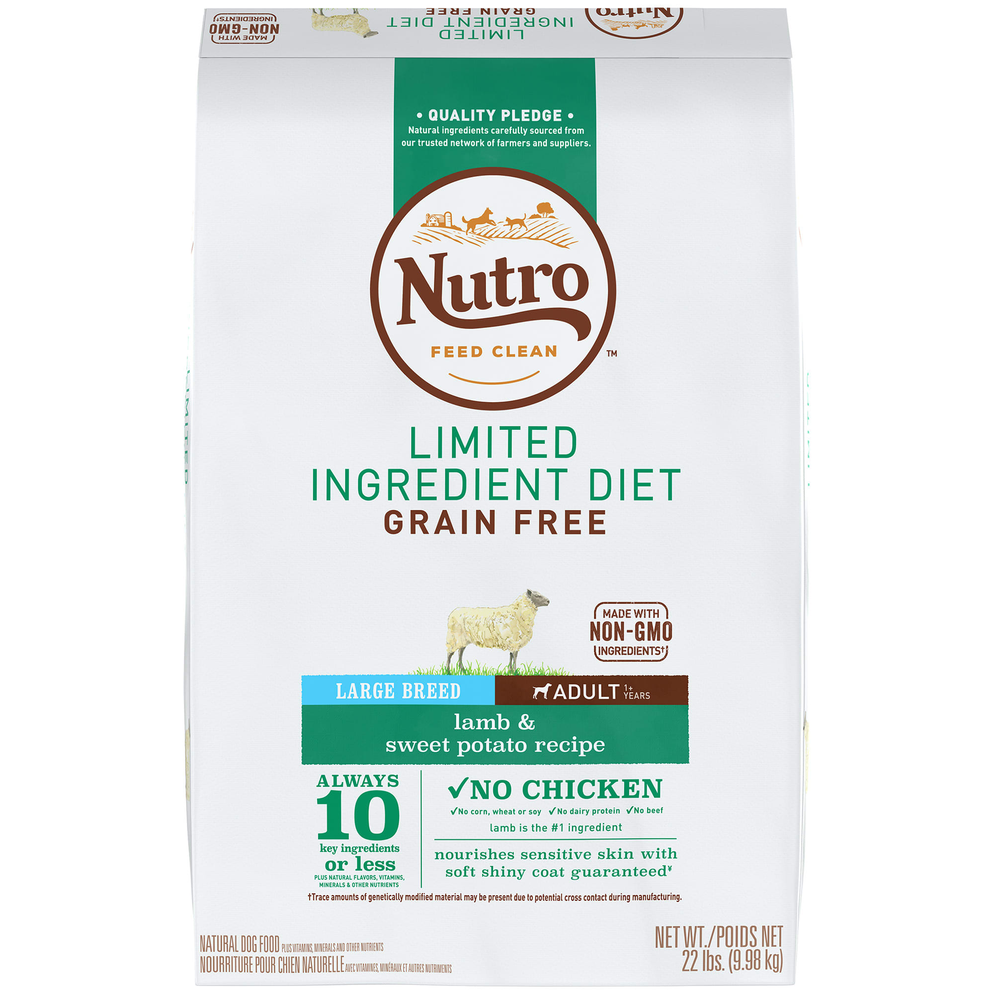 Nutro Limited Ingredient Diet Lamb  Sweet Potato Recipe Large Breed Adult Dry Dog Food， 22 lbs. Bag