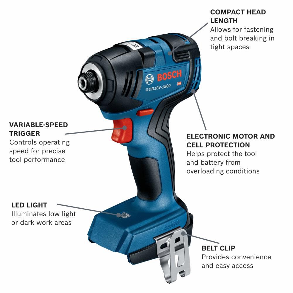 Bosch 18V 2 Tool Combo Kit with Impact Driver GDR18V-1800 Drill/Driver GSR18V-400 with 2 2Ah Batteries GXL18V-27B22 from Bosch