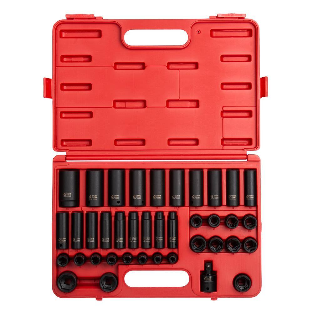 SUNEX TOOLS 12-in. Drive Metric Impact Socket Set (39-Piece) 2669