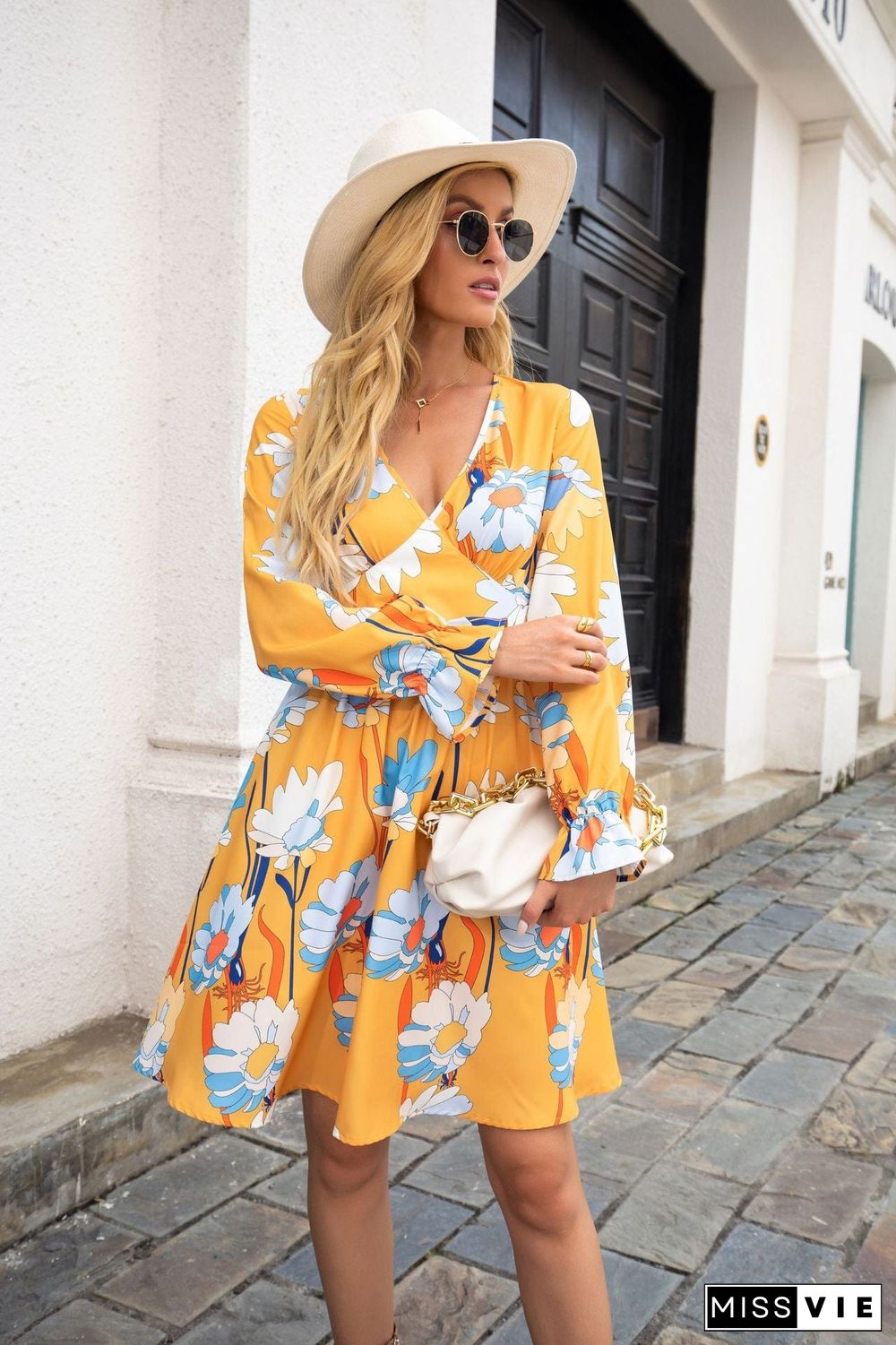 Floral Long Sleeve Skater Dress