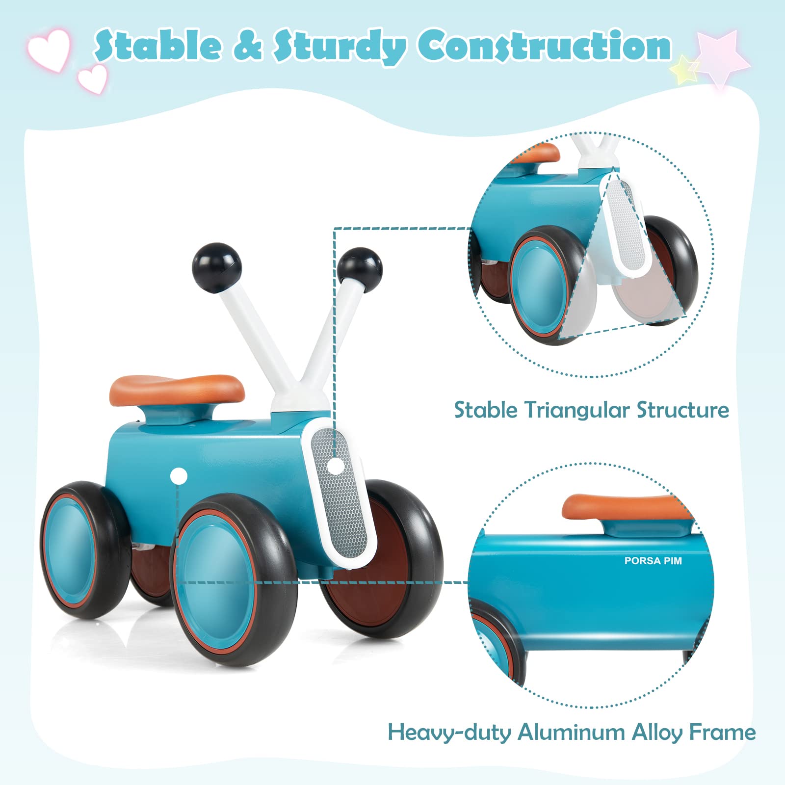 Costzon Toddler Ride On Toy, Baby Balance Bike 10-24 Month Toddler Walker w/ Limited Steering