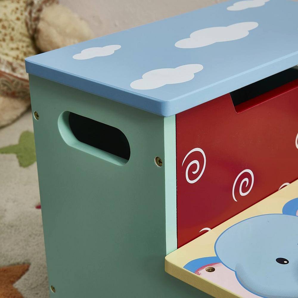Tatayosi Blue MDF Animal Step Stool for Kids Top panel can be opened J-H-B05367932
