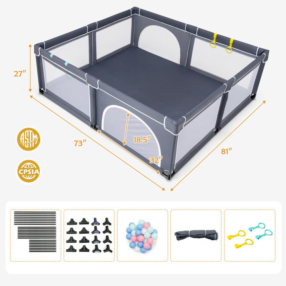 Costway 20751839 Large Infant Baby Playpen Safety ...