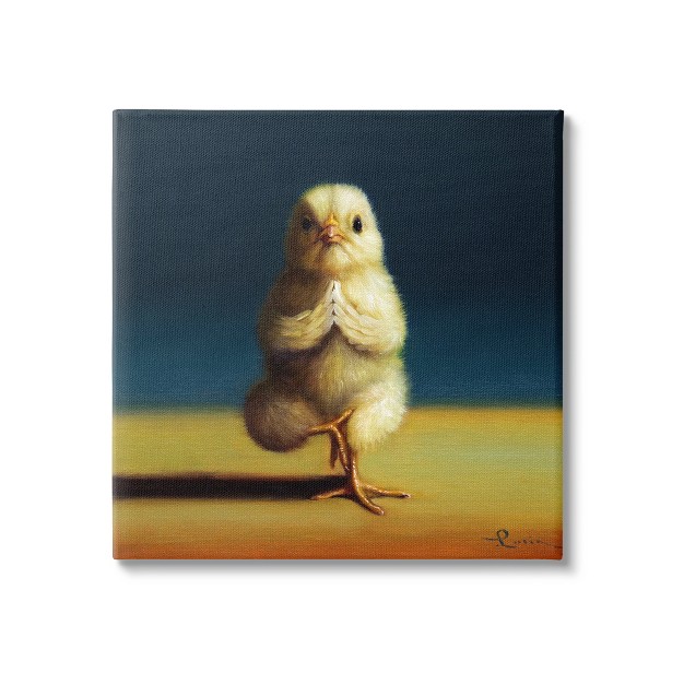 Stupell Industries Yellow Chick Meditating Yoga Pose Animal Fitness Canvas Wall Art