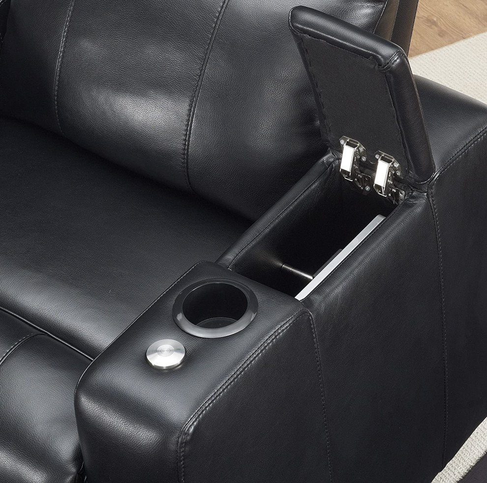 Modern Recliner  Faux Leather Seat With Swiveling Tray and Cup Holders   Modern   Theater Seating   by Decorn  Houzz