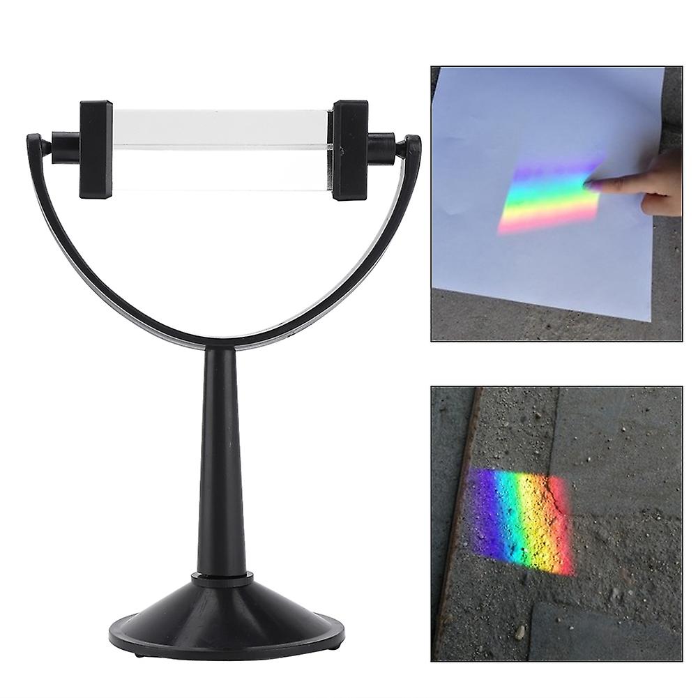 Optical Glass Triangular Prism With Stand Physics Light Spectrum Teaching Tool