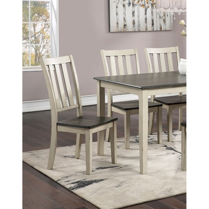 7 Piece Wooden Dining Set with Rectangular Table and Slat Back Chairs