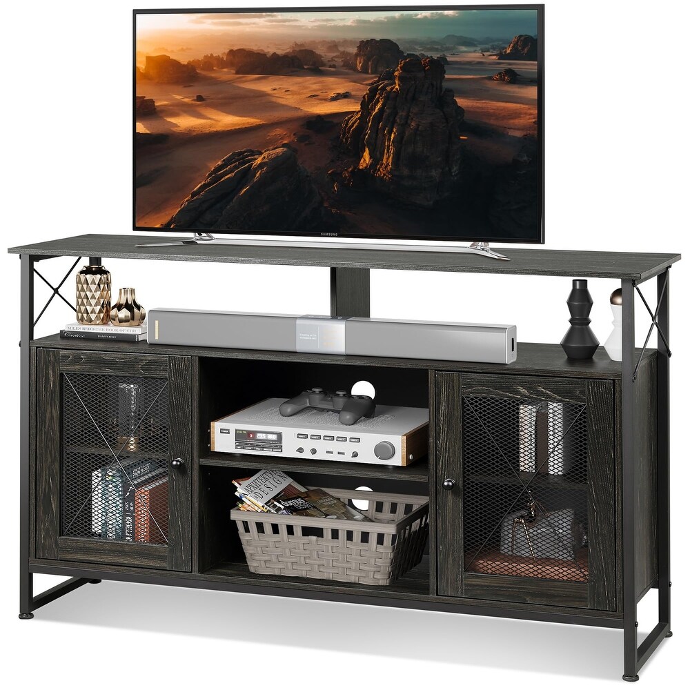 TV Stand 55 inch TV Tall Entertainment Center with Storage  Farmhouse Industrial TV Console for Bedroom Living Room