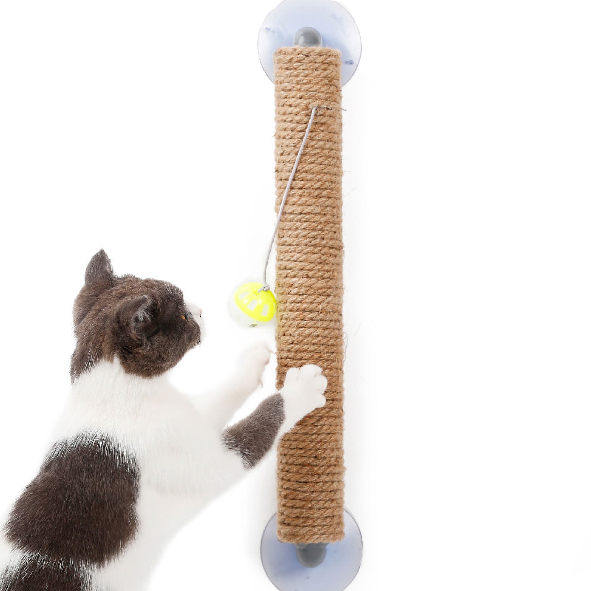 Pet Life Brown Stick N Claw Sisal Rope and Toy Suction Cup Stick Shaped Cat Scratcher